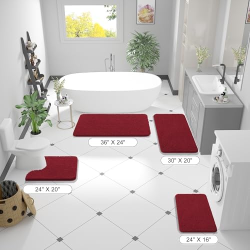 OLANLY Bathroom Runner Rugs 47x24, Extra Soft Absorbent Chenille Bath Rugs