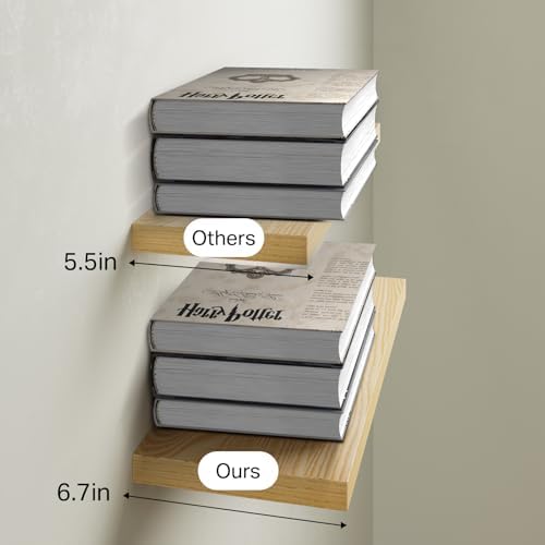 BAYKA Floating Shelves for Wall, 22.5 inches Wall Mounted Rustic Wood Shelves for Bathroom, Bedroom, Living Room