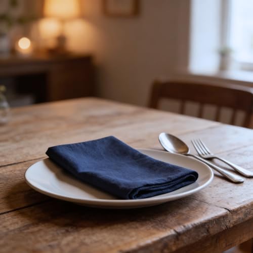 Cloth Napkins Set of 12, 100% Cotton Dinner Napkins for Thanksgiving, Christmas & Fall Entertaining, Washable Reusable Table Linens for Wedding & Everyday Use, 18 x 18 Inch, Gray Blue