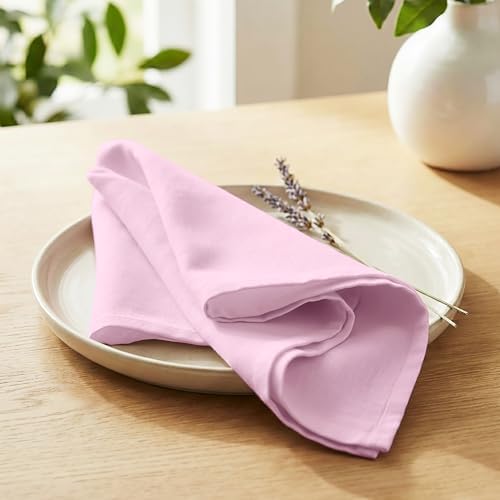 PurpleEssences Cloth Dinner Napkins 18x18 in Set of 12 - Blush Pink