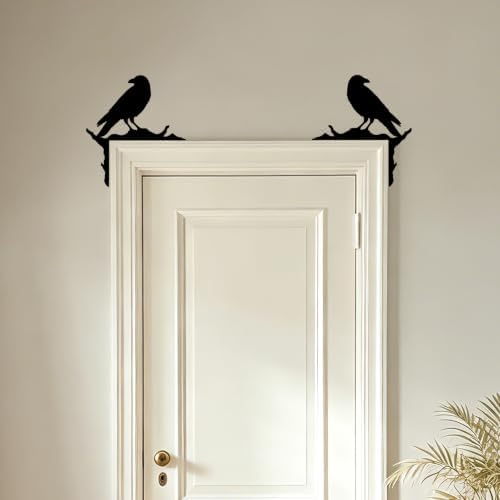 Jidecor Raven Door Corner Decor Gothic Metal Crow Wall Art 12 x 13.4 in