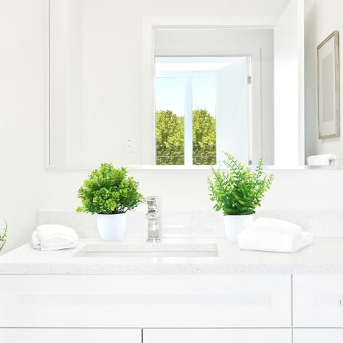 Small Fake Potted Plants / White-2 / Set of 2