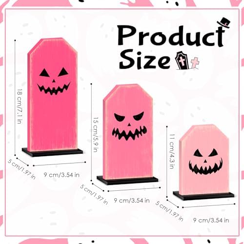 Britimes Halloween Ghost Tray Decor Sign, 3 Pack, Wooden, Table Signs