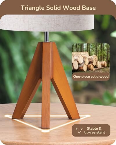 EDISHINE Tripod Table Lamp, Small Cute Bedside Lamp, 14.2 Inch, E26 Base