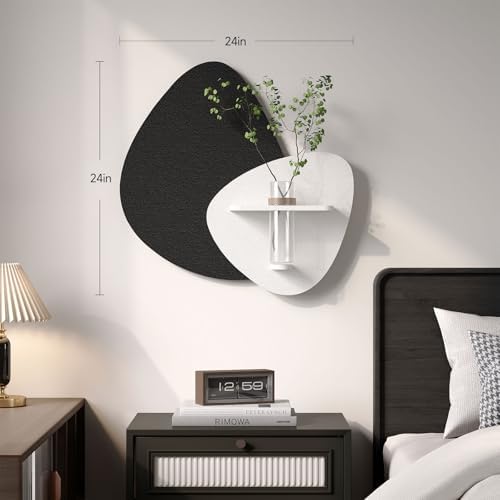 Cuspin 3D Textured Black and White Wall Art with Vase and Shelf, 1 Piece