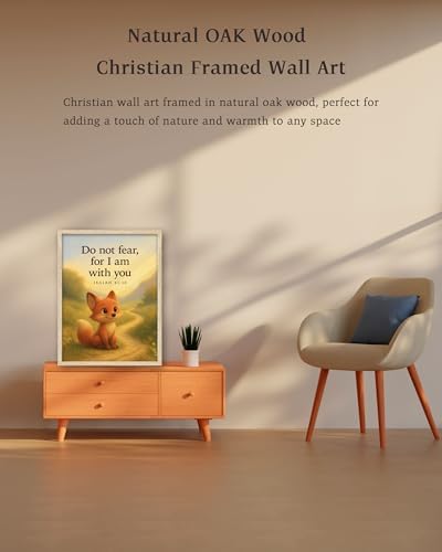 KensTro 12x16 Oak Framed Christian Nursery Wall Art, Isaiah 41:10