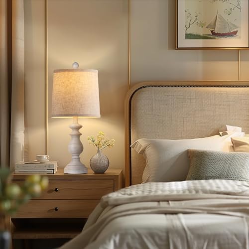 PARTPHONER Traditional Table Lamp Set of 2, Rustic Farmhouse Table Lamps for Living Room Bedroom, 22" Bedside Desk