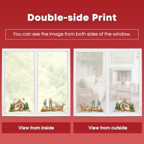 Horaldaily 251 PCS Christmas Window Cling Sticker, Nativity Scene Holy Night for Home Party Supplies Shop Window Glass Display Decoration