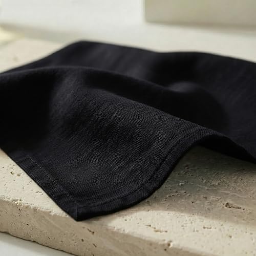 PurpleEssences Cloth Dinner Napkins 18x18 in Set of 12 - Black