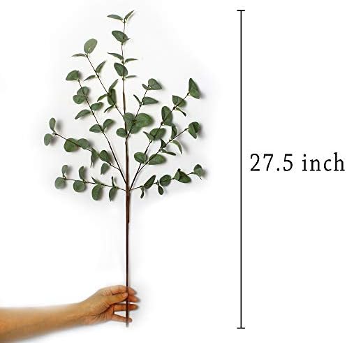 27" Eucalyptus Stems Greenery Stems Eucalyptus Leaf Spray in Silk Plastic Plants / Green / Set of 6