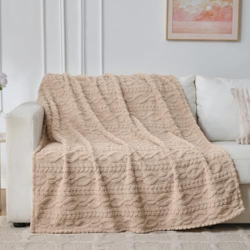 Brown Throw Blanket - Soft & Fluffy Fleece, Cute & Aesthetic, Perfect for Sofa, Couch, Chair, Bed, Living Room &