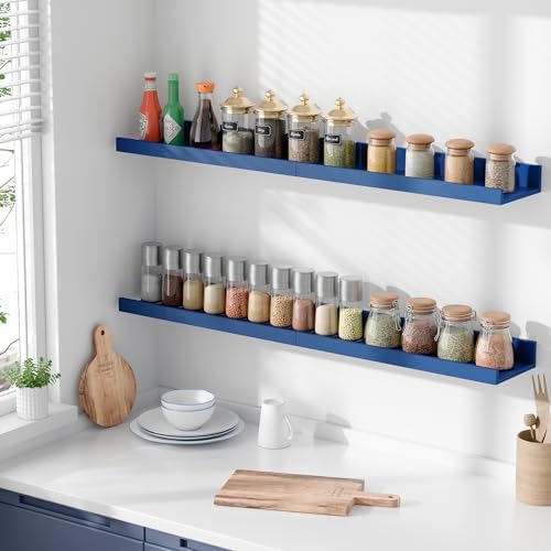 upsimples Floating Shelves for Wall Decor Storage, Navy Blue, 6Pcs, 15.7''