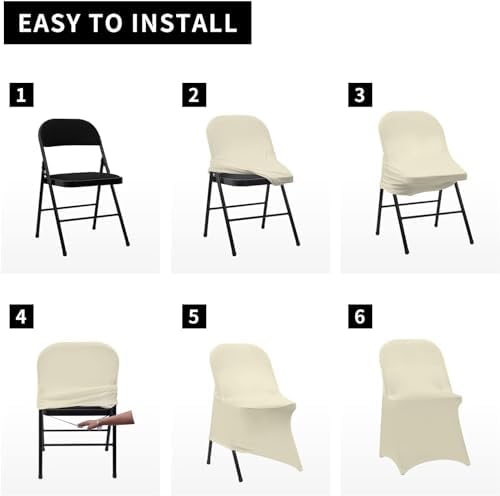 HAINARverS Stretch Spandex Folding Chair Covers 30PCS Ivory