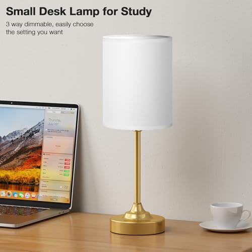 Fenmzee Gold Bedside Lamp for Bedroom - 3-Way Dimmable Touch Table Lamp