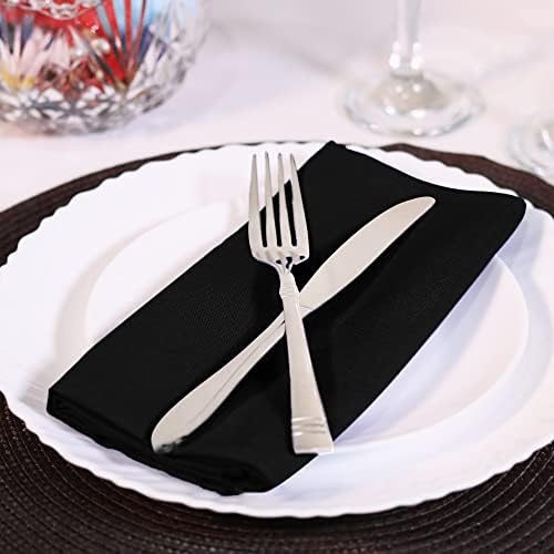 Utopia Home [12 Pack, Black] Cloth Napkins 17x17 Inches, 100% Polyester