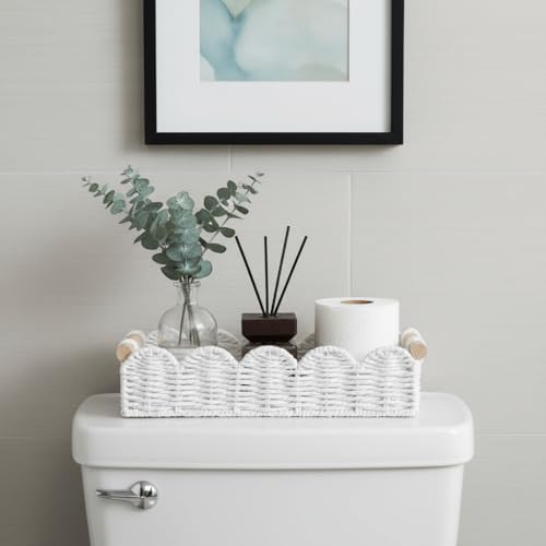 CubesLand Toilet Paper Storage Basket Organizer, Small Wicker Decor Basket