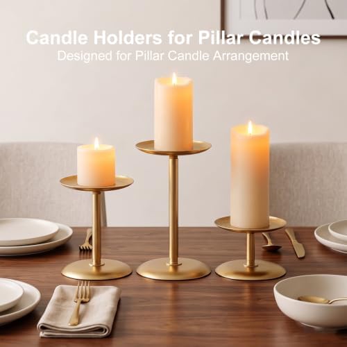 Homemory Fall Halloween Table Decor, Gold Metal Candle Holders Set of 3