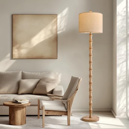 BOBOMOMO 62" Farmhouse Floor Lamp for Living Room, Retro Corner Floor Lamp Rotary Switch, Rustic Standing Lamp for