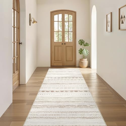 Nakagishi Boho 2x6 Runner Rug Machine Washable Rugs Non Slip Beige/Brown