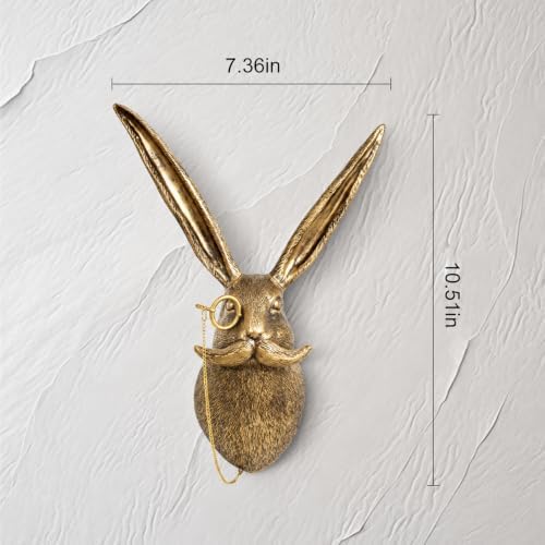 UITWMKTG Gold Rabbit Head Wall Decor - Modern Animal Wall Sculpture, Bunny Wall Art for Living Room, Bedroom, Office