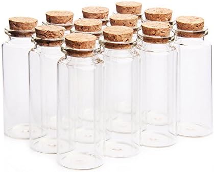 Danmu 30ml 1.18" x 2.75" Potion Bottles,Mini Glass Bottles,Small Glass Jars for Wedding Favors,Halloween Decorations,Baby Shower,Party Favors(12Pcs)