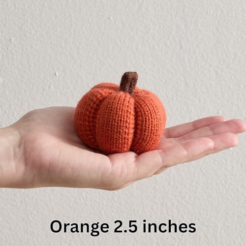 Set of 3 Multi-size Cozy Knit Pumpkins (Marigold Large Multi-size set)