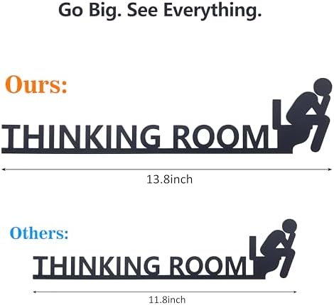 Thinking Room Funny Bathroom Wall Art & Funny Door Sign - Metal Rust-Resistant Decor with Humorous Quotes | Black Funny Bathroom Signs for Restroom | 13.8''x3.5'' Unique Toilet Door Topper Décor
