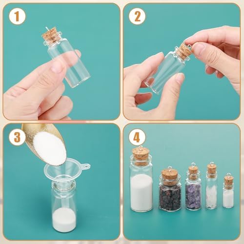 Geiserailie 45 Pcs Spell Jar Mini Glass Potion Bottles Cork Stopper,Large