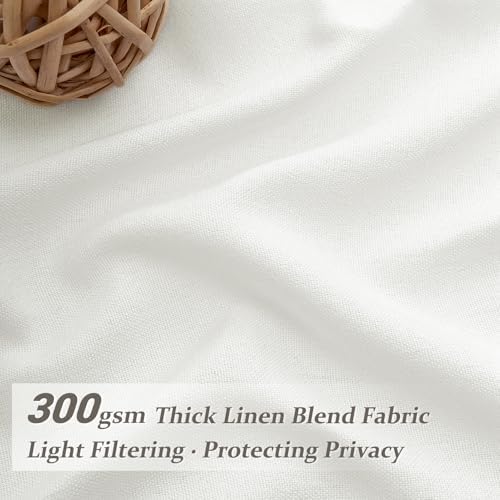 Custom Pleated Curtains & Drapes 86 Inches Long for Dining Room, Light Filtering Privacy Natural White Linen Non See
