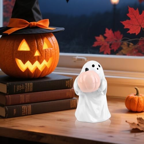 2025 Halloween Figurine Ghost, Ghosts Middles Fingers Figurine，Spooky Cute Halloween Decor，Haunted Porch & Indoor Home Statue，Coffee Table Centerpieces Shelf Mantel Display