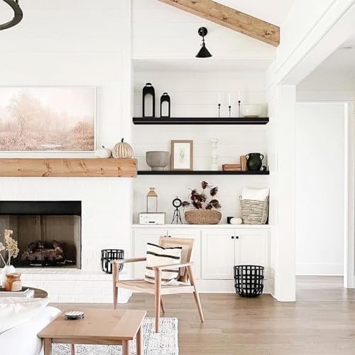 QEEIG Extra Long Floating Shelves for Wall (Black, Set of 2, 55.1")