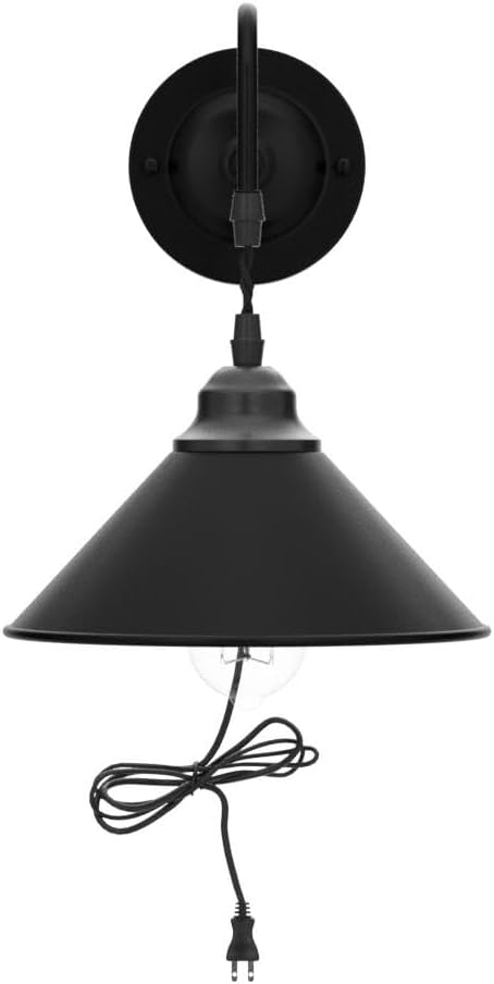 Plug in Wall Sconces, Vintage Plug in Wall Lamp Set of 2 with On/Off Switch, Metal Black Industrial Wall Mounted Light