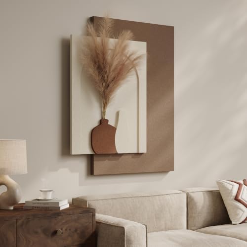 Cuspin Boho 3D Textured Wall Art, Neutral Artwork for Walls with Pampas