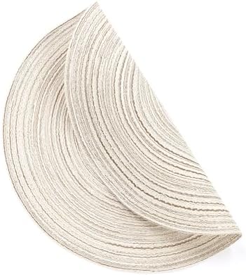 SHACOS Placemats Set of 8 Round Braided Place Mats 15 inch Washable Table Mats for Home Wedding Holiday Party (Ivory, 8)