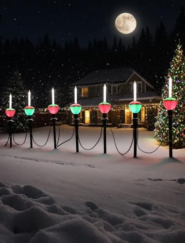 11.5FT Christmas Pathway Lights, 7PK LED Bubble Yard Stake Lights