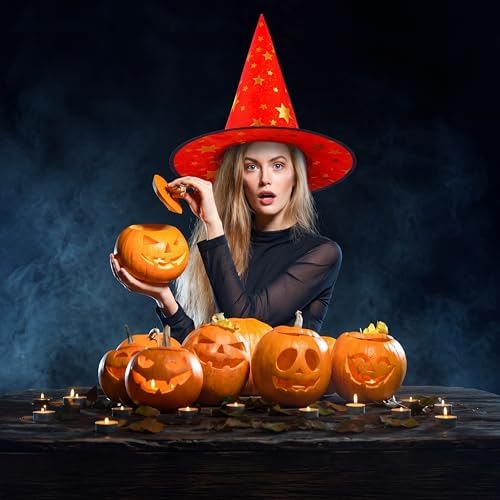 Newcotte 16 Pieces Witch Hats Halloween Costumes for Women Men Modern Witch Hats Fancy Dress Party Decorations