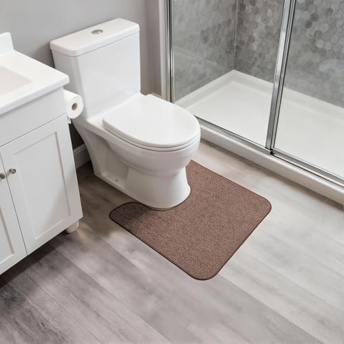 Bosap Toilet Rugs U Shaped Bathroom Rug,Machine Washable Non Slip Quick Dry Super Absorbent Ultra Thin Toilet Mats for