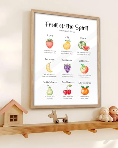 KensTro 12x16 Oak Framed Fruit of the Spirit Scripture Wall Art