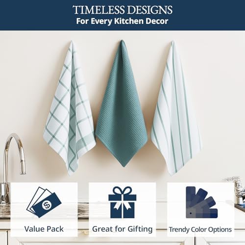 LANE LINEN Tea Towels for Kitchen 100% Cotton Tightly Woven 6 Pack - Aqua
