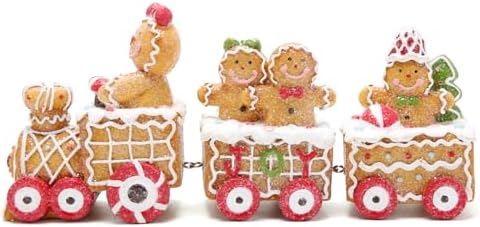 Hodao Christmas Gingerbread Man Train Figurine for Indoor Home Decor