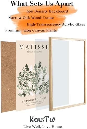 KensTro 12x16 Oak Picture Frames Set of 3 with Matisse Prints