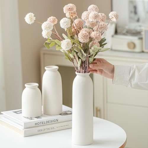 Ceramic Vase Set-3 / L Natural White / 10.3 Inch
