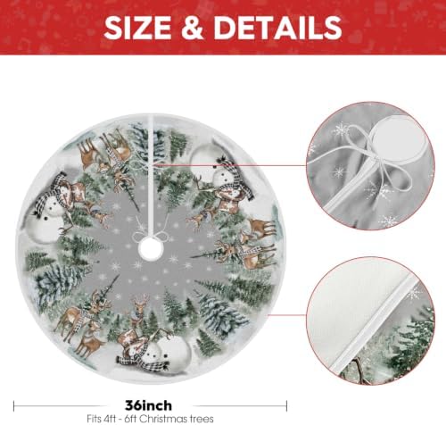 AVOIN colorlife Snowman Reindeer Snowflake Christmas Tree Skirt 36 Inch