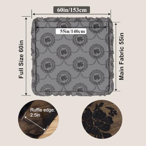 Black Lace Tablecloth Vintage Table Cloth (Black, 55”x55”, Square)