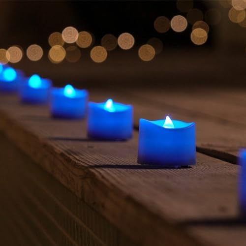 Homemory 24-Pack Blue Flameless Battery Tea Light Candles, 200+ Hours