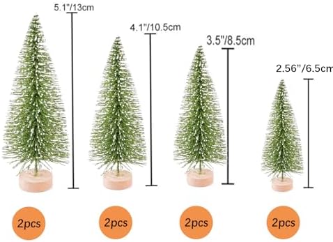8Pcs Artificial Mini Christmas Trees, Miniature Sisal Pine Trees