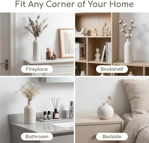 Ceramic Vase / Decorative Flowers Vases for Bouquet / White / Set of 4