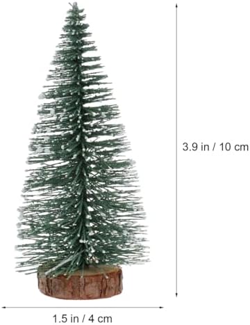 DECHOUS Mini Christmas Tree 4 Inch Snow Frost Miniature Christmas Bottle Brush Trees with Wooden Base for Xmas Decoration Holiday Party Home Table