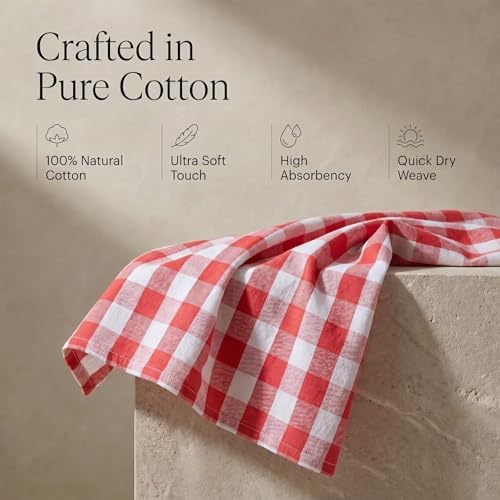 Urban Villa Kitchen Towels Cotton Dish Towels 20”x30” (Set of 6) Red