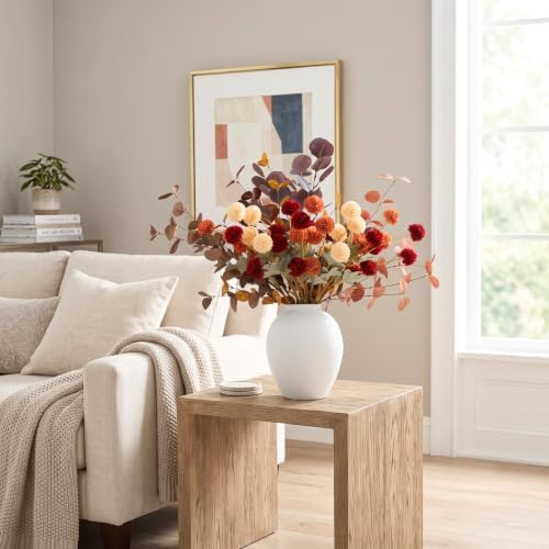 Orange Fall Flower Arrangement with Vase, Fall Centerpieces For Tables
